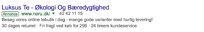 Google AdWords tekt annonce